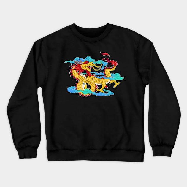 Cloud Chinese Dragon Gift Print Martial Arts Asian Culture  Print Crewneck Sweatshirt by Linco